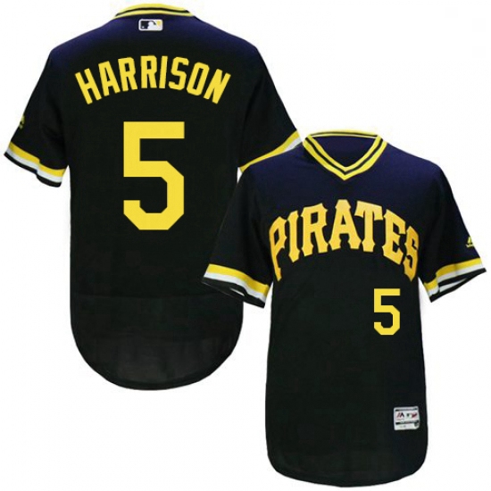 Mens Majestic Pittsburgh Pirates 5 Josh Harrison Black Flexbase Authentic Collection Cooperstown MLB