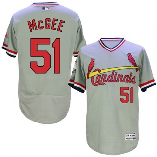 Mens Majestic St Louis Cardinals 51 Willie McGee Grey Flexbase Authentic Collection Cooperstown MLB 