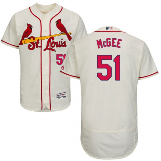 Mens Majestic St Louis Cardinals 51 Willie McGee Cream Alternate Flex Base Authentic Collection MLB 