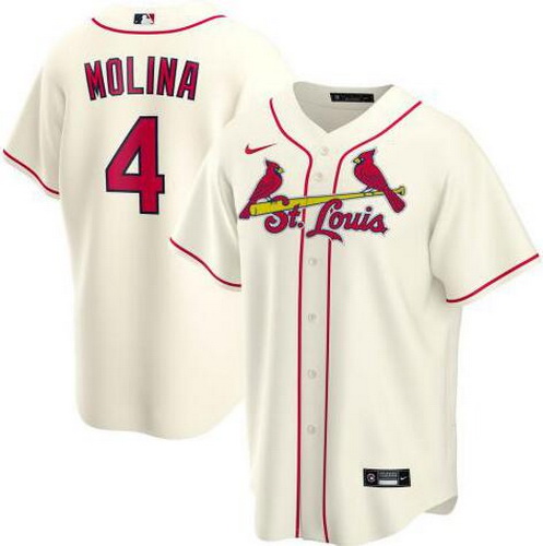 Cardinals 4 Yadier Molina Cream 2020 Nike Cool Base Jersey