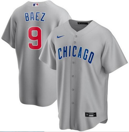 Cubs 9 Javier Baez Gray 2020 Nike Cool Base Jersey