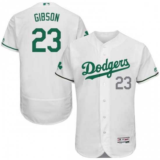 Mens Majestic Los Angeles Dodgers 23 Kirk Gibson White Celtic Flexbase Authentic Collection MLB Jers