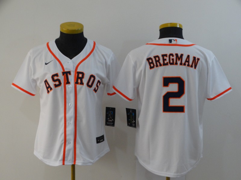 Women Astros 2 Alex Bregman White Women 2020 Nike Cool Base Jersey