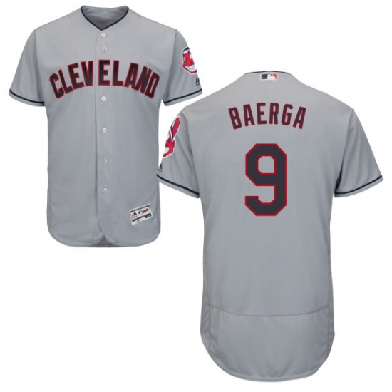 Mens Majestic Cleveland Indians 9 Carlos Baerga Grey Flexbase Au