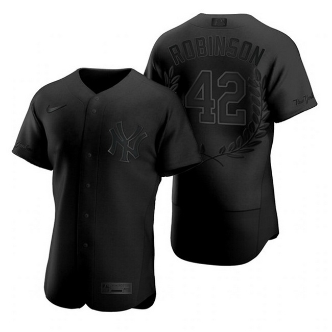 Yankees 42 Jackie Robinson Black Nike Flexbase Fashion Jersey