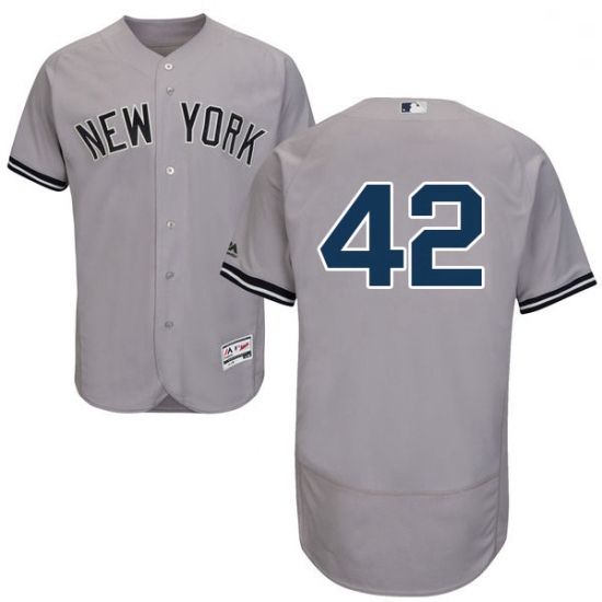 Mens Majestic New York Yankees 42 Mariano Rivera Grey Road Flex Base Authentic Collection MLB Jersey