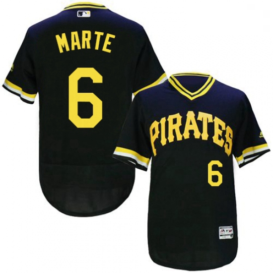 Mens Majestic Pittsburgh Pirates 6 Starling Marte Black Flexbase Authentic Collection Cooperstown ML