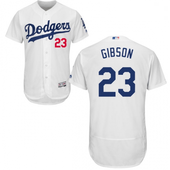 Mens Majestic Los Angeles Dodgers 23 Kirk Gibson White Home Flex Base Authentic Collection MLB Jerse