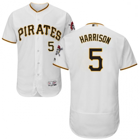 Mens Majestic Pittsburgh Pirates 5 Josh Harrison White Home Flex Base Authentic Collection MLB Jerse