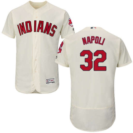 Mens Majestic Cleveland Indians 32 Mike Napoli Cream Alternate F