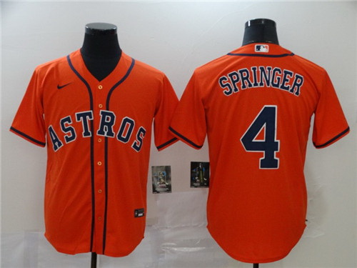 Astros 4 George Springer Orange 2020 Nike Cool Base Jersey