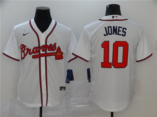 Braves 10 Chipper Jones White 2020 Nike Cool Base Jersey