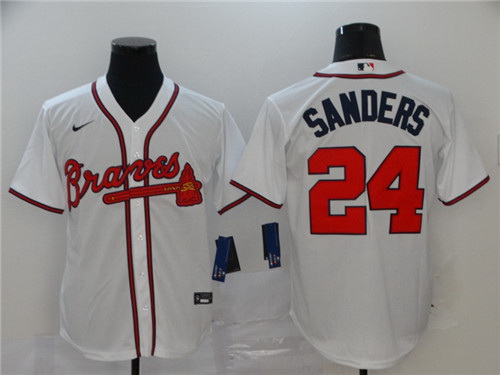 Braves 24 Deion Sanders White 2020 Nike Cool Base Jersey