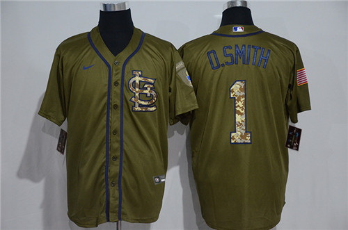 Cardinals 1 O Smith Olive 2020 Nike Cool Base Jersey