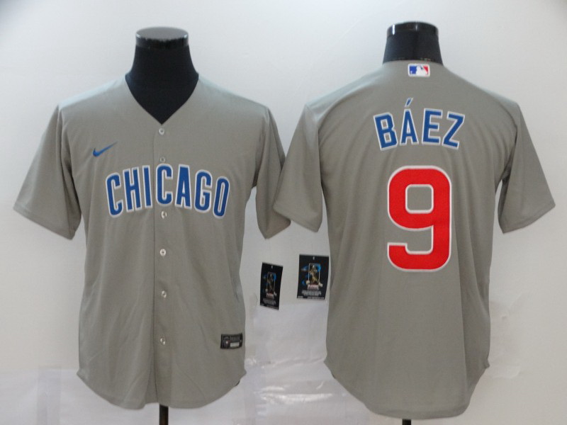 Cubs 9 Javier Baez Gray 2020 Nike Cool Base Jersey