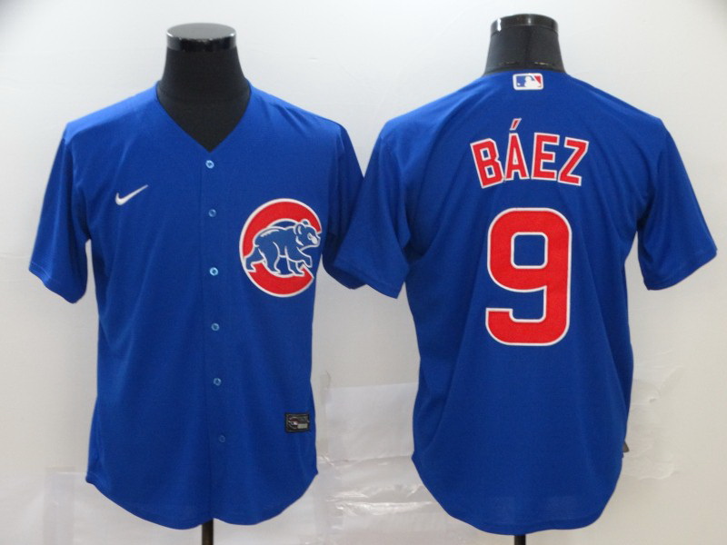 Cubs 9 Javier Baez Royal 2020 Nike Cool Base Jersey