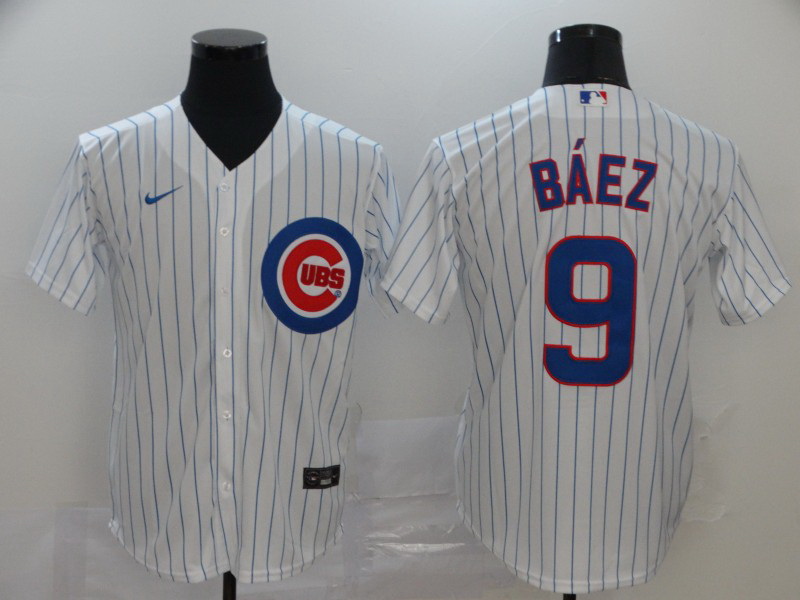 Cubs 9 Javier Baez White 2020 Nike Cool Base Jersey