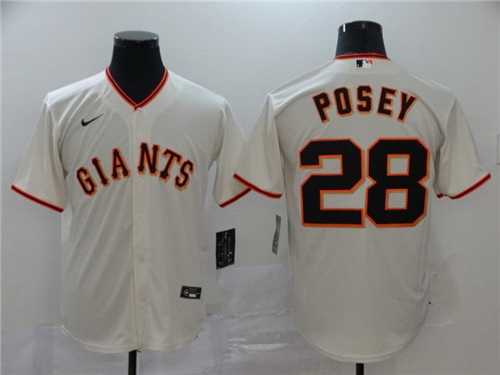 Giants 28 Buster Posey Cream 2020 Nike Cool Base Jersey