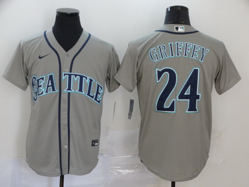 Mariners 24 Ken Griffey Jr  Gray 2020 Nike Cool Base Jersey