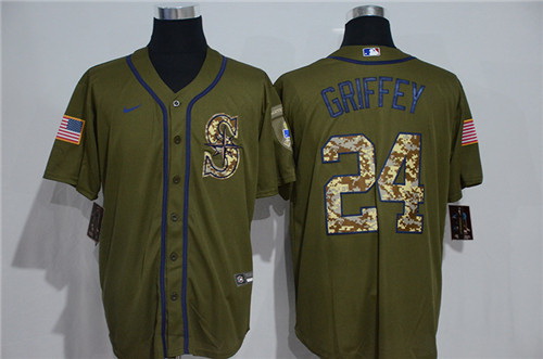 Mariners 24 Ken Griffey Jr  Olive 2020 Nike Cool Base Jersey