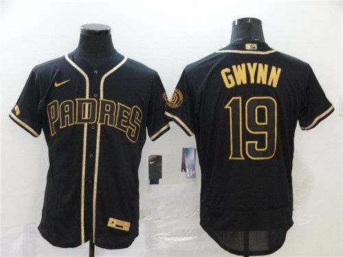 Padres 19 Tony Gwynn Black Gold 2020 Nike Cool Base Jersey