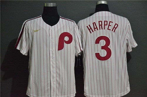 Phillies 3 Bryce Harper White 2020 Nike Throwback Cool Base Jersey