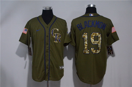 Rockies 19 Charlie Blackmon Olive 2020 Nike Cool Base Jersey