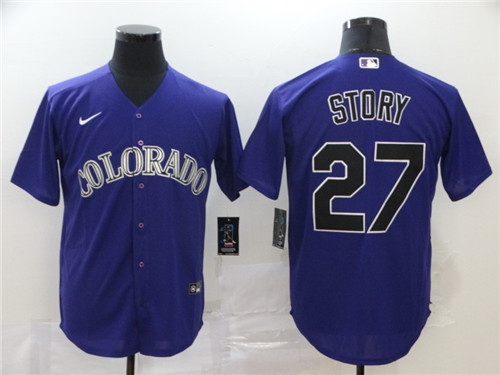 Rockies 27 Trevor Story Purple 2020 Nike Cool Base Jersey