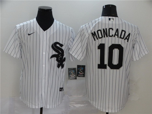 White Sox 10 Yoan Moncada White 2020 Nike Cool Base Jersey 669