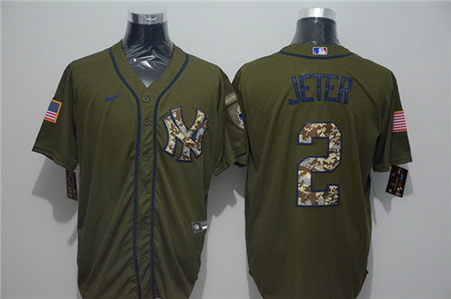 Yankees 2 Derek Jeter Olive 2020 Nike Cool Base Jersey