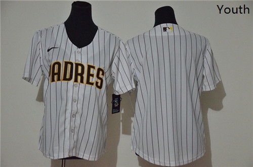 Youth Padres Blank White Youth Cool Base Jersey