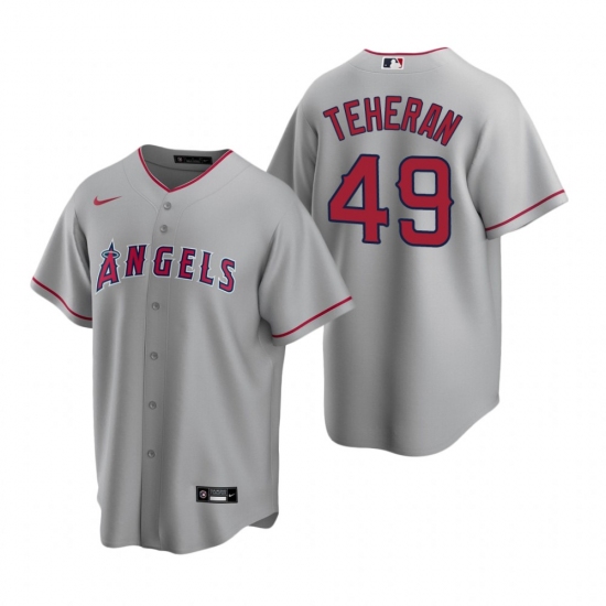 Mens Nike Los Angeles Angels 49 Julio Teheran Gray Road Stitched Baseball Jersey