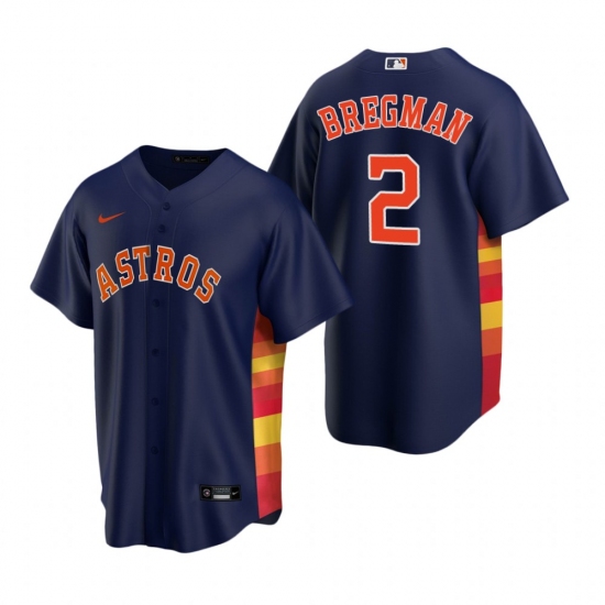 Mens Nike Houston Astros 2 Alex Bregman White Orange Cooperstown Collection Home Stitched Baseball J