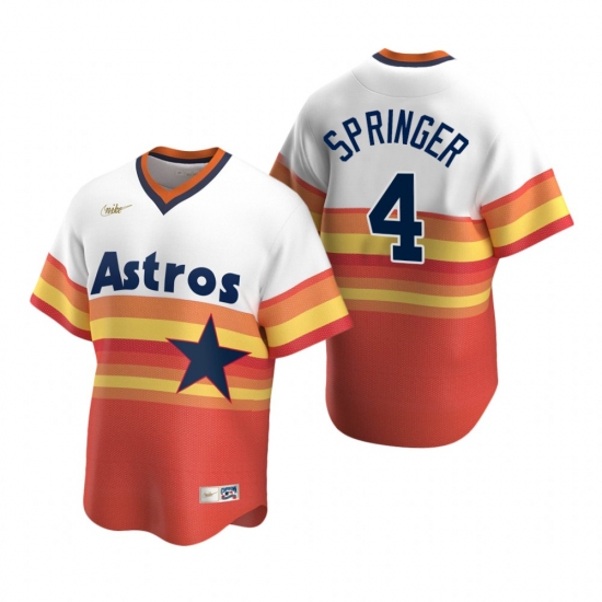 Mens Nike Houston Astros 4 George Springer White Orange Cooperstown Collection Home Stitched Basebal