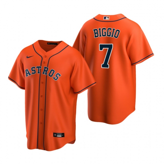 Mens Nike Houston Astros 7 Craig Biggio Orange Alternate Stitched Baseball Jerse