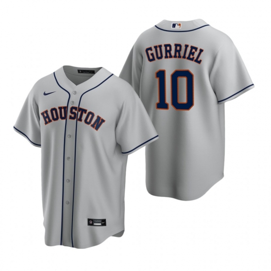 Mens Nike Houston Astros 10 Yuli Gurriel Gray Road Stitched Baseball Jersey