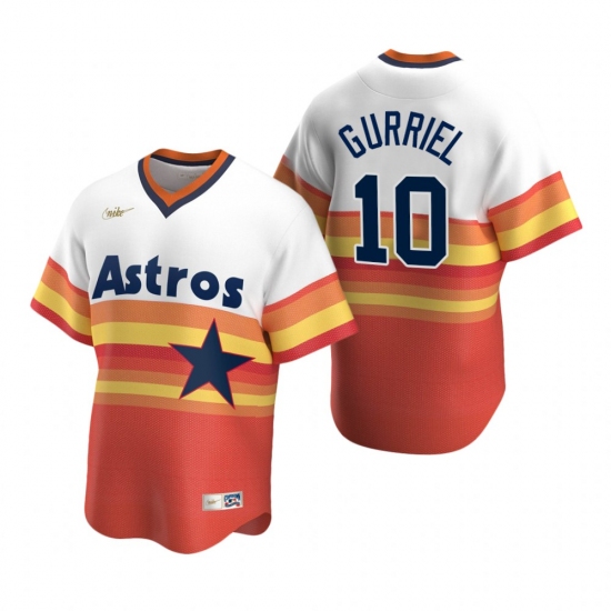 Mens Nike Houston Astros 10 Yuli Gurriel White Orange Cooperstown Collection Home Stitched Baseball 