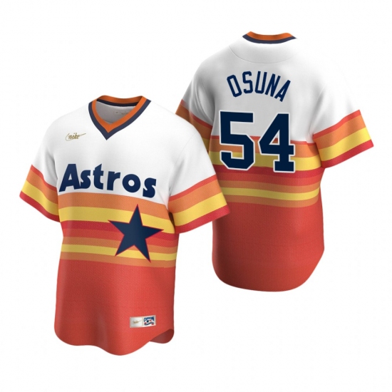 Mens Nike Houston Astros 54 Roberto Osuna White Orange Cooperstown Collection Home Stitched Baseball