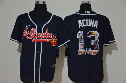 Braves 13 Ronald Acuna Jr  Navy Nike Cool Base Player Jersey