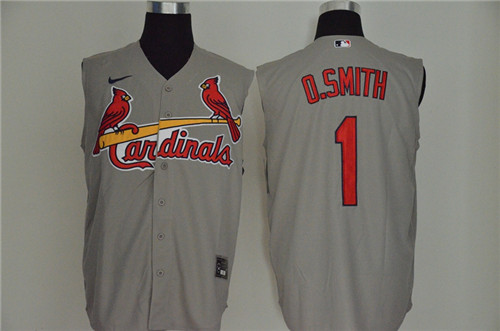 Cardinals 1 O Smith Gray Nike Cool Base Sleeveless Jersey