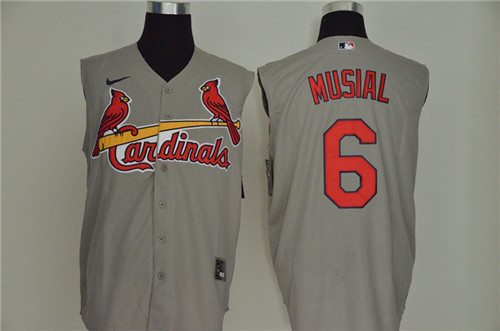 Cardinals 6 Stan Musial Gray Nike Cool Base Sleeveless Jersey