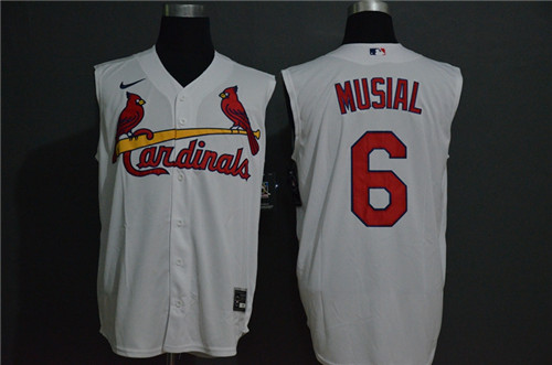 Cardinals 6 Stan Musial White Nike Cool Base Sleeveless Jersey