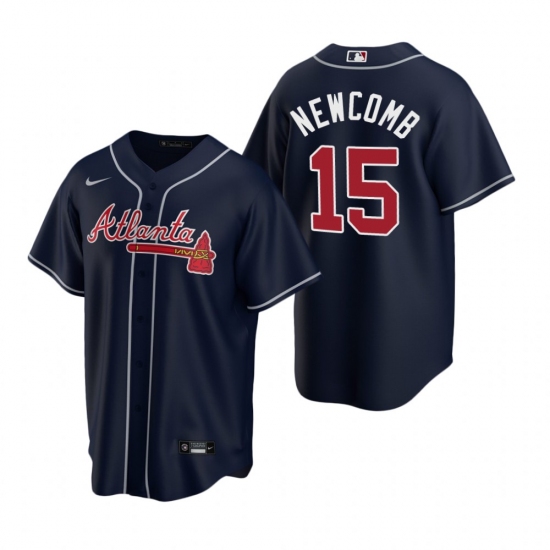 Mens Nike Atlanta Braves 15 Sean Newcomb Navy Alternate Stitched Baseball Jersey