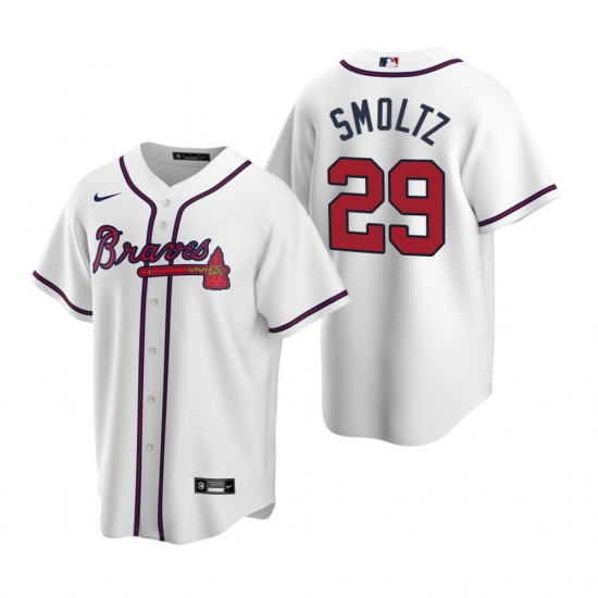 Mens Nike Atlanta Braves 29 John Smoltz White Home Stitched Baseball Jerse