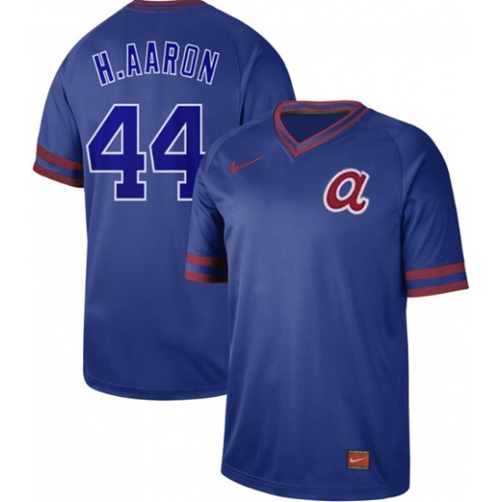 Mens Nike Atlanta Braves 44 Hank Aaron Royal Authentic Cooperstown Collection Stitched Baseball Jers