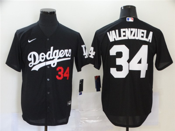 Dodgers 34 Fernando Valenzuela Black 2020 Nike Cool Base Jersey