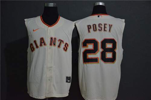 Giants 28 Buster Posey White Nike Cool Base Sleeveless Jersey