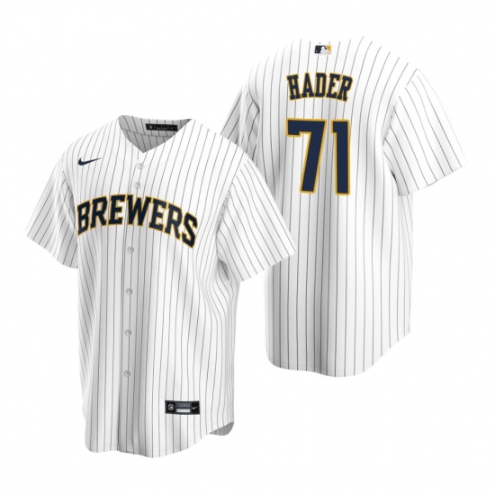 Mens Nike Milwaukee Brewers 71 Josh Hader White Alternate Stitched Baseball Jersey