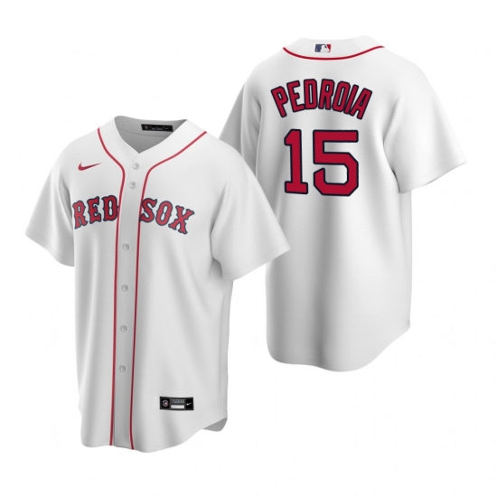 Mens Nike Boston Red Sox 15 Dustin Pedroia White Home Stitched Baseball Jerse