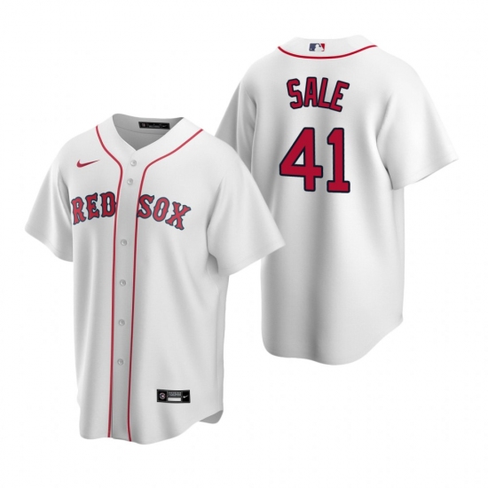 Mens Nike Boston Red Sox 41 Chris Sale White Home Stitched Baseball Jerse